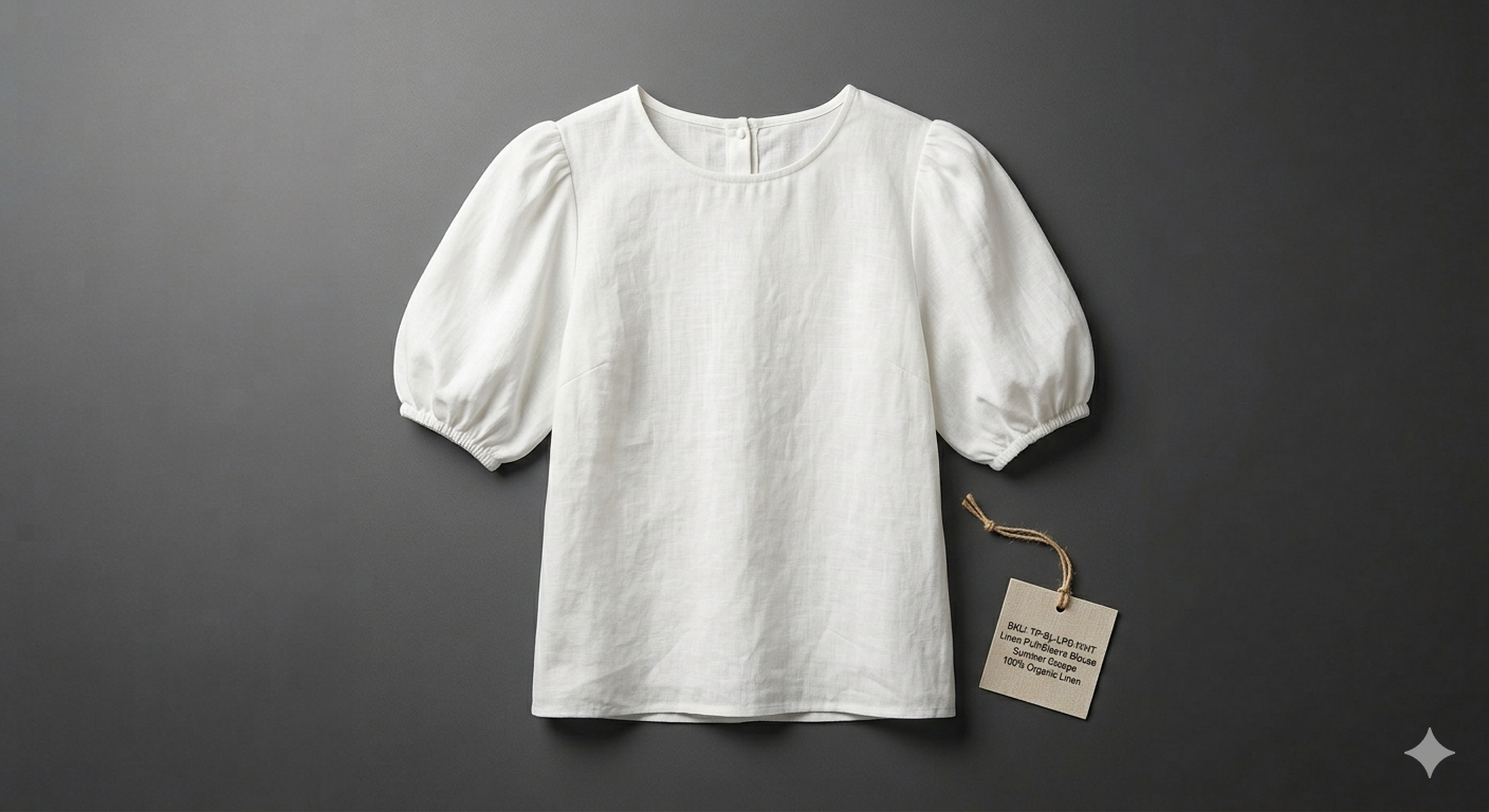 Linen Puff-Sleeve Blouse