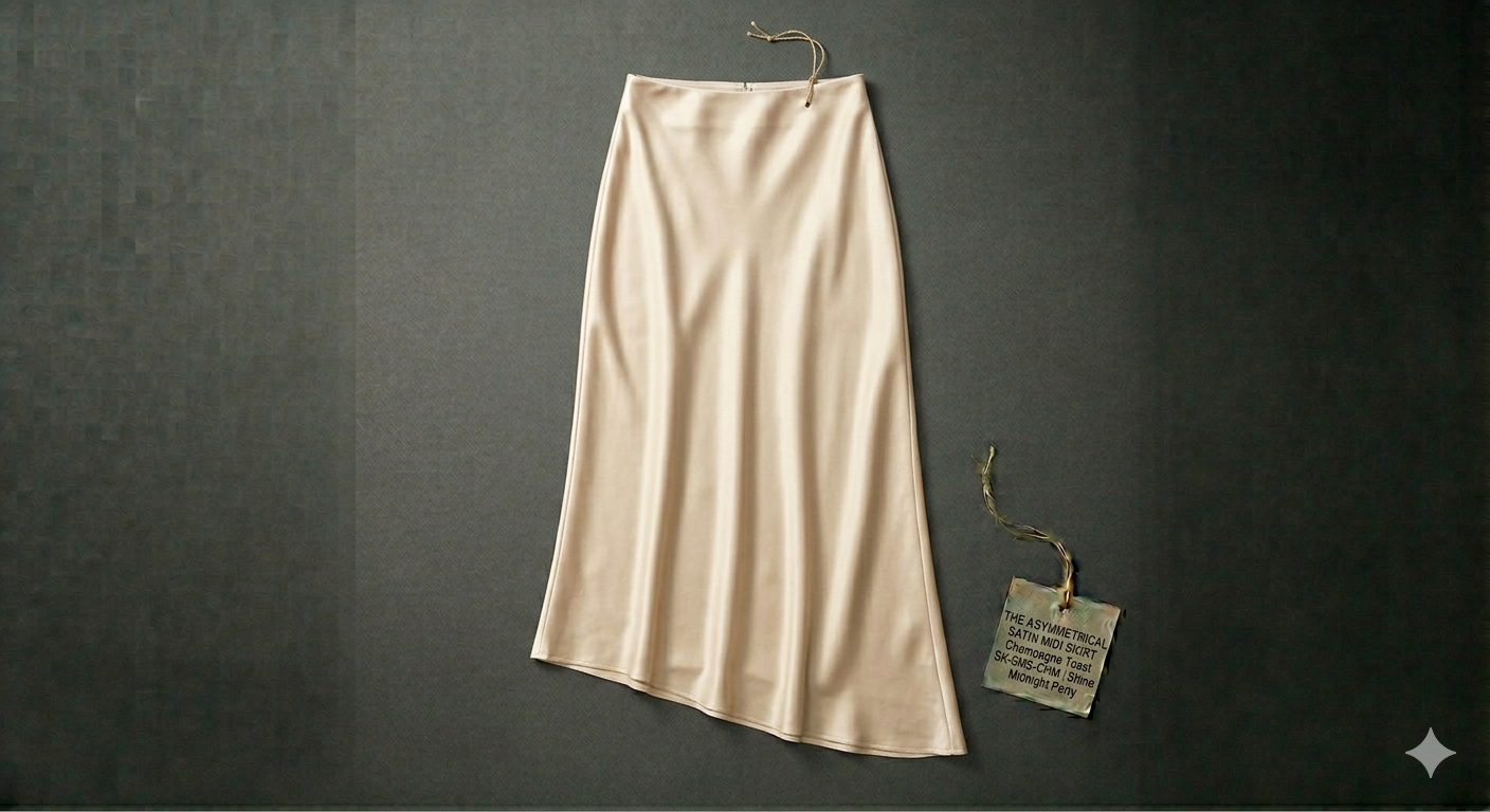 The Asymmetrical Satin Midi Skirt