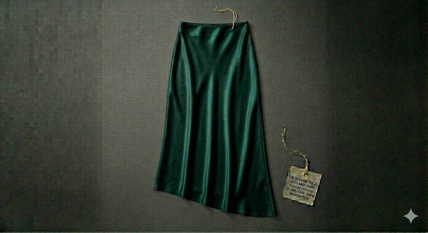 The Asymmetrical Satin Midi Skirt